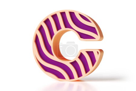 Photo for 3D striped typescript. Letter C suitable for designing concepts such as party posters, greetings, advertisements or promotions. 3D rendering. - Royalty Free Image