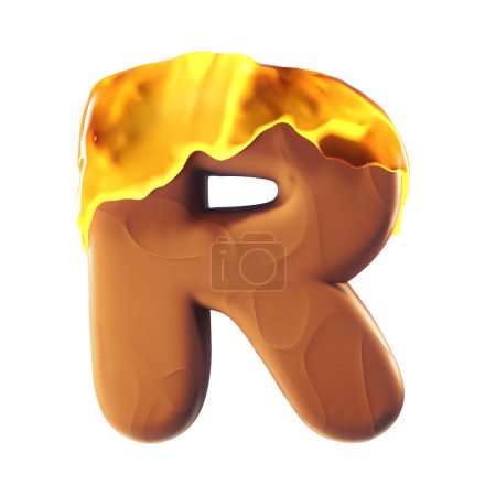 Photo for 3D letter R made of caramel covered chocolate. Candy concept - Royalty Free Image