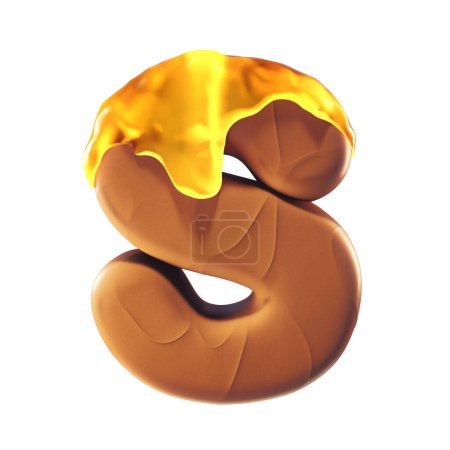Photo for 3D letter S made of caramel covered chocolate. Sweet concept - Royalty Free Image