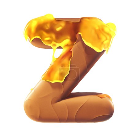 Photo for 3D letter Z made of chocolate with spilled honey. Sweets and celebration concept - Royalty Free Image