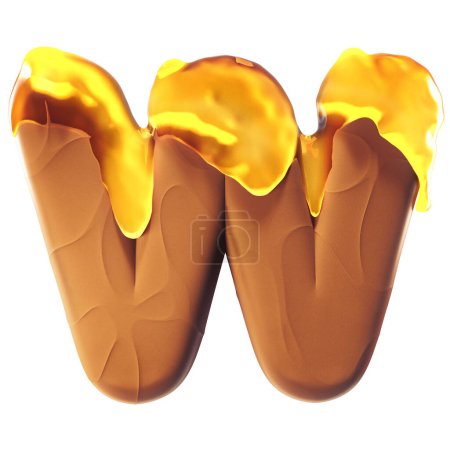 Photo for 3D letter W Honey covered chocolate. Cloying concept - Royalty Free Image