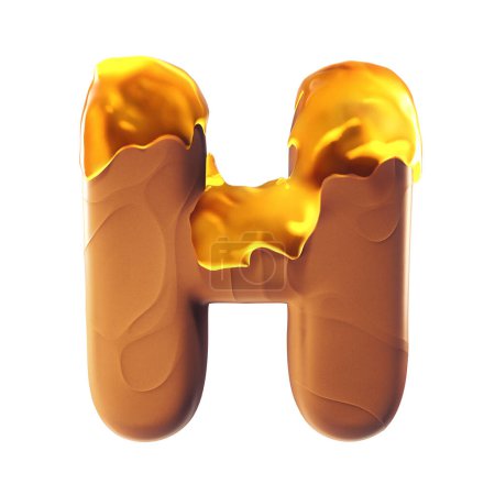 Photo for 3D letter H made of chocolate with spilled honey. Sweets and celebration concept - Royalty Free Image