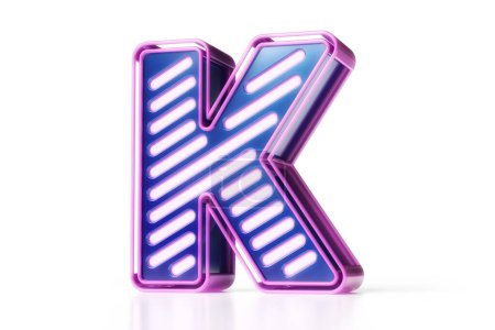 Foto de Letras de neón. Letra luminosa K en azul y rosa. Renderizado 3D de alta calidad. - Imagen libre de derechos