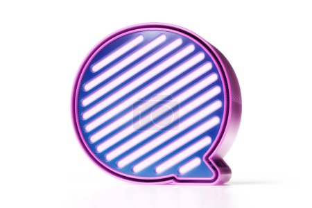 Foto de Alfabeto cyberpunk. Letra Q brillante en rosa y azul sobre fondo blanco. Renderizado 3D de alta calidad. - Imagen libre de derechos