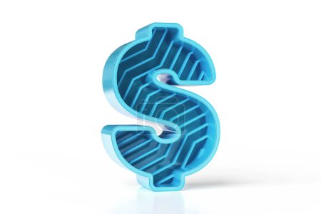 Photo for 3D Dollar sign icon blue and teal colors scheme. Nice for sales headers, posters, and commercial advertisements. High resolution 3D rendering. - Royalty Free Image