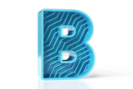 Photo for New futuristic style 3D letter B in perspective view. Blue and teal metallic color scheme font set. High quality 3D rendering. Ideal for web and print design projects. - Royalty Free Image