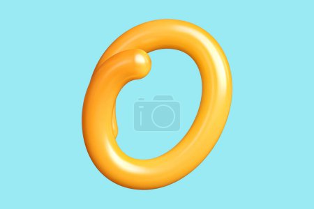 Photo for Groovy font letter O in orange. Graphic resource suitable for prints, artworks, mood boards and web advertisings. High quality 3D rendering. - Royalty Free Image