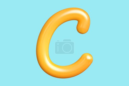 Foto de 3D renderizado rizado letra manuscrita letra C en naranja.. Recurso gráfico adecuado para impresiones, obras de arte, tableros de humor y anuncios web. Ilustración 3D de alta calidad - Imagen libre de derechos