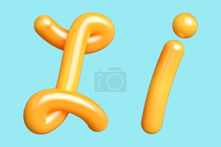 Photo for 3D Curly lettering letter I in orange. Graphic resource suitable for prints, artworks, mood boards and web advertisings. High quality 3D rendering. - Royalty Free Image