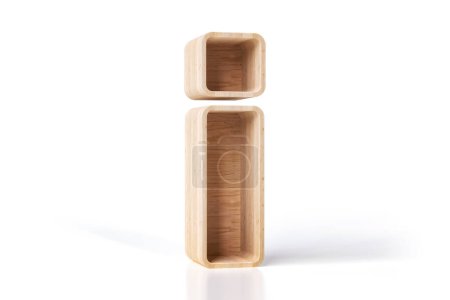 Téléchargez les photos : Meubles style typographie point d'exclamation en bois de pin naturel. Rendu 3D Hi-res. - en image libre de droit