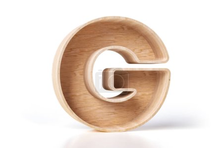 Téléchargez les photos : Alphabet de style étagère lettre G en planches de bois de pin naturel. rendu 3D détaillé élevé. - en image libre de droit