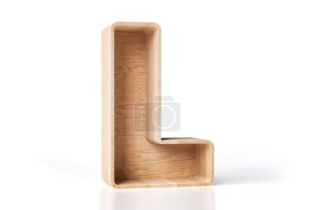 Photo for Letter L wood shaped. Nice for an interior design concept. High detailed 3D rendering. - Royalty Free Image