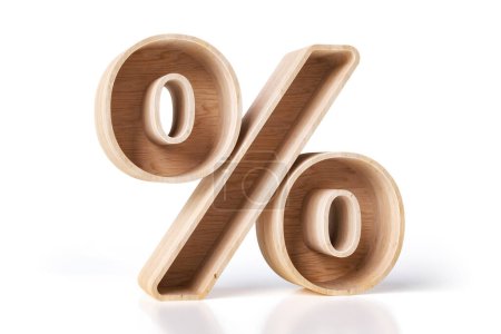 Photo for Percent sign made of wood planks, nice for sustainable and ecological products or diy sales concepts. High quality 3D rendering. - Royalty Free Image