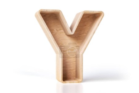 Photo for Wood font 3D letter Y made of pine plywood planks. High detailed 3D rendering. - Royalty Free Image