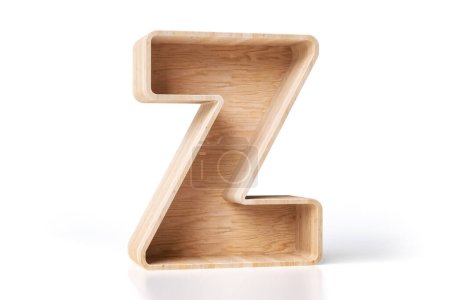 Photo for Wood 3D letter Z. Design idea for displaying books or small decorative objects. High quality 3D rendering. - Royalty Free Image