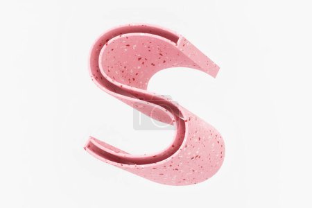 Foto de Conceptos femeninos alfabeto letra S. Suave patrón moderno de terrazo rosa. Renderizado 3D de alta calidad. - Imagen libre de derechos
