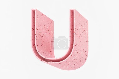 Foto de Concepto de belleza alfabeto colección letra U Suave patrón de terrazo rosa moderno. Renderizado 3D de alta calidad. - Imagen libre de derechos