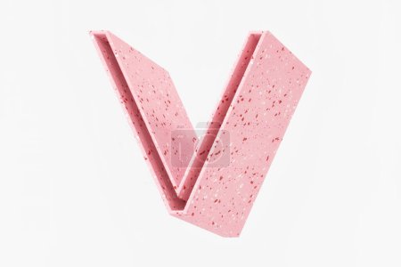 Photo for Pink letter V with terrazzo pattern. High definition 3d rendering. - Royalty Free Image