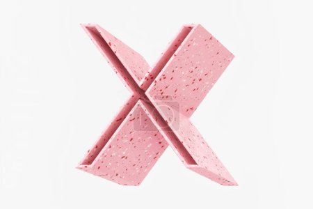 Foto de Alfabeto rosa letra X diseñado con un estilo retro sombra sólida. Lindo estilo femenino e infantil. Renderizado 3D de alta calidad. - Imagen libre de derechos