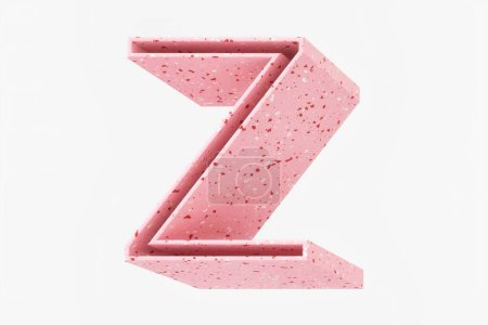 Photo for 3D pink lettering vintage style. Letter Z made of terrazzo stone pattern. High definition 3d rendering. - Royalty Free Image