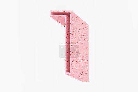Foto de 3D número 1 estilo de sombra larga. Tonos rosados patrón de piedra de terrazo. Renderizado 3D de alta calidad. - Imagen libre de derechos