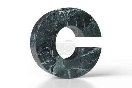 Photo for Marble font letter C exquisitely veined viewed in perspective. Ideal graphic resource for interior design and architecture branding. 3D rendering with high quality details. - Royalty Free Image