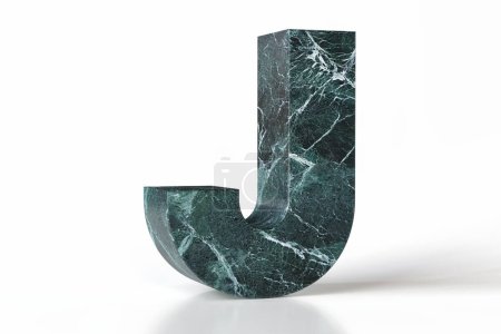 Photo for Marble lettering collection letter J in perspective view. Ideal for composing cool and flawless high-quality texts. Tidewater green 2021 trend color. High quality 3d rendering. - Royalty Free Image