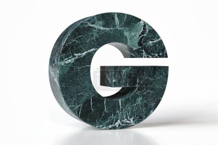Photo for Creative 3D letter G made of marble stone. Tidewater green 2021 trending color. High quality 3d rendering. - Royalty Free Image