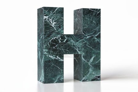 Photo for Marble lettering collection letter H ideal for composing cool and flawless high-quality texts. Tidewater green 2021 trend color. High quality 3d rendering. - Royalty Free Image