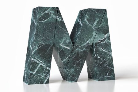 Photo for Creative letter design M made of marble. Tidewater green 2021 trending color. High quality 3d rendering. - Royalty Free Image