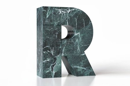 Photo for Marble font letter R exquisitely veined. Ideal graphic resource for interior design and architecture branding. 3D rendering with high quality details. - Royalty Free Image