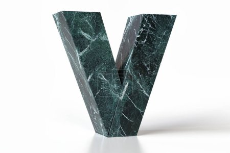 Photo for Marble lettering collection letter V ideal for composing cool and flawless high-quality texts. Tidewater green 2021 trend color. High quality 3d rendering. - Royalty Free Image