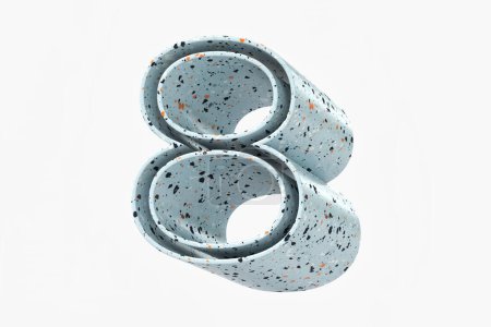 Photo for 3D font number 8 solid shadow design. Light blue terrazzo style pattern. High definition 3d rendering. - Royalty Free Image