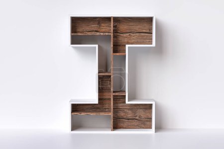 Foto de Letra de madera 3D I en diseño de estilo de muebles. Representación 3D de alta definición. - Imagen libre de derechos