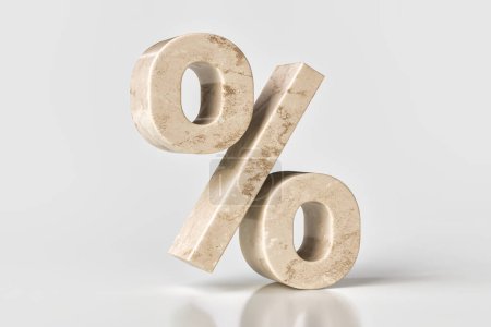 Photo for 3D percent sign made of beige and brown marble stone. 3D rendering with high quality details. - Royalty Free Image