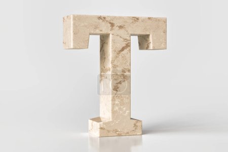 Téléchargez les photos : Browny marbre pierre lettre T. Haute qualité rendu 3d. - en image libre de droit