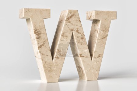 Photo for Cool and flawless 3D alphabet letter W made of serene beige marble stone. High quality 3d rendering. - Royalty Free Image