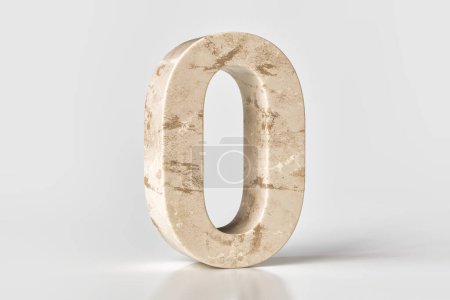 Photo for 3D number 0 made of beige marble in perspective view. High quality 3d rendering - Royalty Free Image