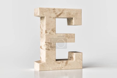 Téléchargez les photos : Lettrage marbré E avec motif beige et marron. Rendement 3D de haute qualité. - en image libre de droit