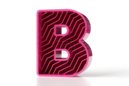 Téléchargez les photos : Style futuriste créatif 3D lettre B en perspective. Ensemble de polices Magenta et teintes rougeâtres brillantes. rendu 3D de haute qualité agréable pour les projets de conception web et d'impression. - en image libre de droit
