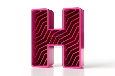 Photo for 3D metallic letter H in pink and red color scheme. Trend 3D typography for print or web graphic projects. High quality 3D rendering. - Royalty Free Image