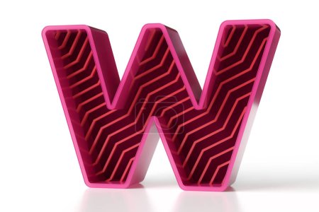 Photo for Great 3D letter W designed for advertising projects in a modern concept for areas of technology and games. Red pink 3D glossy lettering collection. High definition 3D rendering. - Royalty Free Image