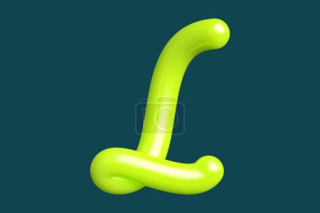 Photo for 3D render interlaced font letter L in lime green. Graphic resource suitable for prints, artworks, mood boards and web advertisings. High quality 3D illustration. - Royalty Free Image