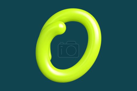 Photo for Groovy neon font letter O in lime green. Graphic resource suitable for prints, artworks, mood boards and web advertisings. High quality 3D rendering. - Royalty Free Image