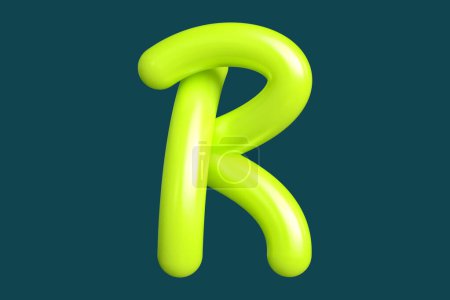 Foto de Representación 3D letra de fuente R en verde limón lima luminoso. Recurso gráfico adecuado para impresiones, obras de arte, tableros de ánimo y anuncios web. Ilustración 3D de alta calidad. - Imagen libre de derechos