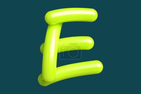 Photo for Printing typography and calligraphy letter E in neon green. Graphic resource suitable for prints, artworks, mood boards and web advertisings. High quality 3D rendering. - Royalty Free Image