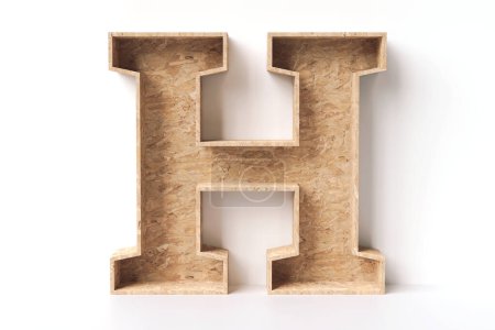 Téléchargez les photos : Polices en bois recyclé lettre H nice pour un concept de design d'intérieur. rendu 3D détaillé élevé - en image libre de droit