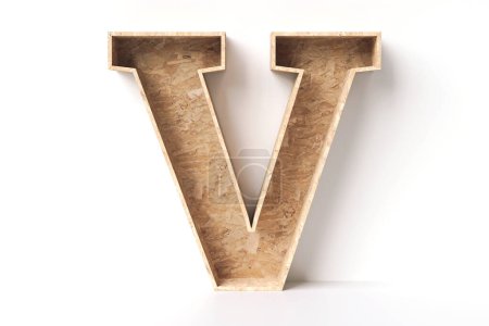 Téléchargez les photos : Polices en bois recyclé lettre V agréable pour un concept de design d'intérieur. rendu 3D détaillé élevé - en image libre de droit