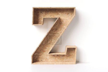 Foto de Expositor de caja de madera en forma de letra Z con espacios vacíos para mostrar productos como libros, jarrones o cosméticos. Renderizado 3D de alta calidad. - Imagen libre de derechos