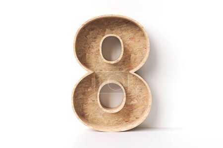Photo for Oriented strand board wood in the shape of number 8. Nice to display eco friendly products or objects. High quality 3D rendering. - Royalty Free Image